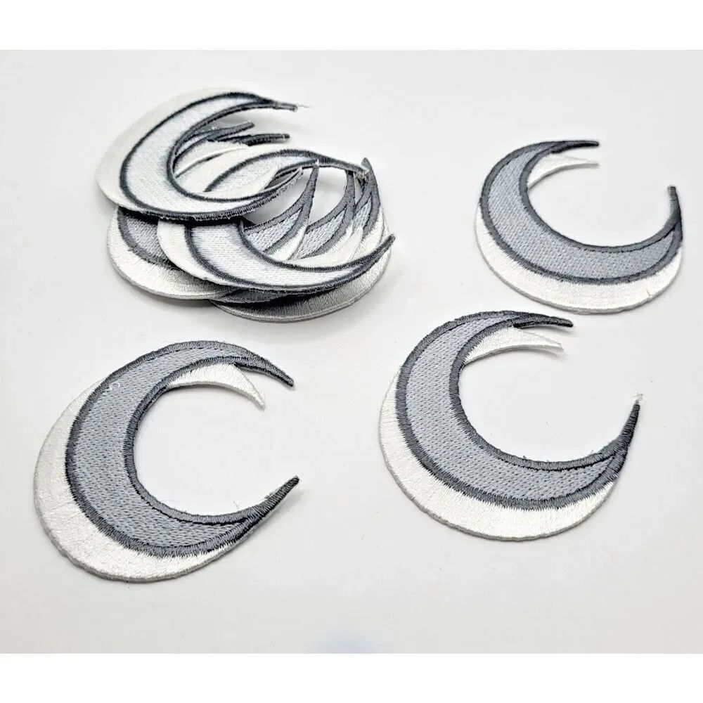 Pcs 9 Grey White Moon Iron On Applique 2.25in